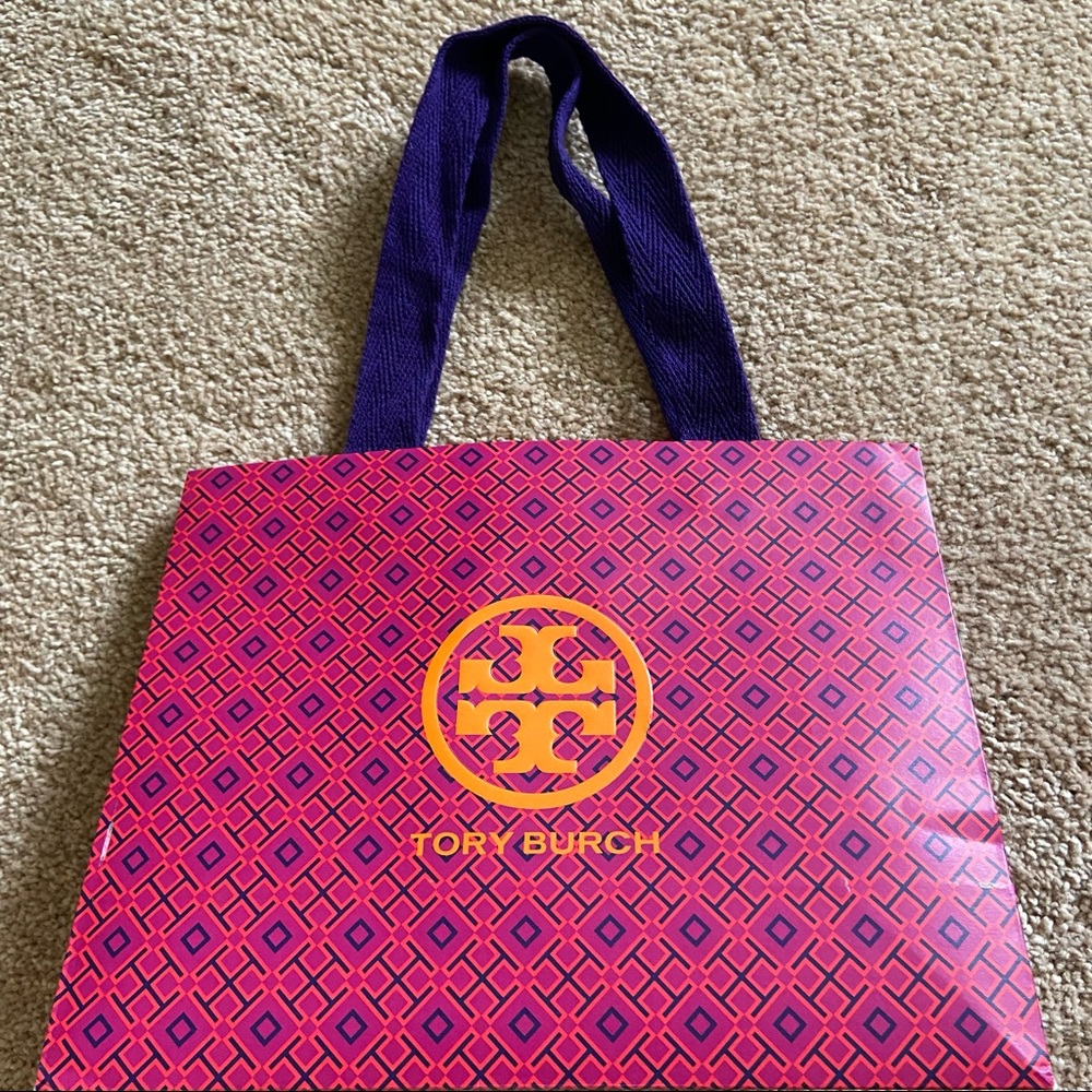 Tory Burch Pink Purple Shopping Tote Bag Measures 12 in x 9 in New!